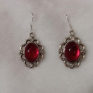 Victorian vintage red goth silver